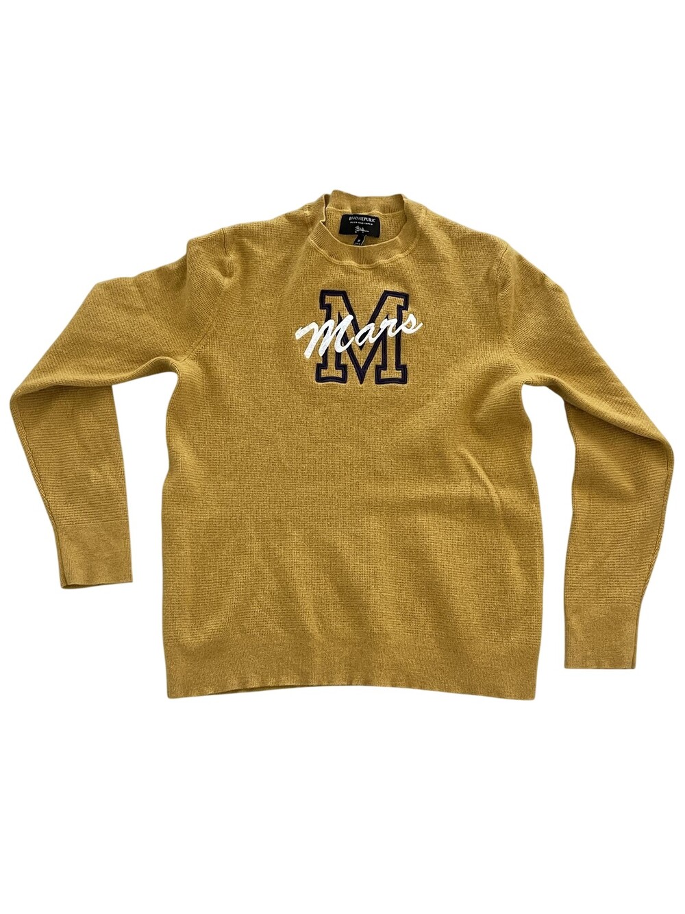 Banana Republic Sweater Women’s Medium Gold Merino Wool Mars Graphic Crewneck